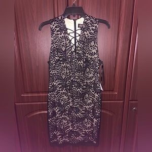 Black Lace Up Alexia Admor Midi Dress